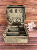 Velvet Jewelry Travel Case: Olive