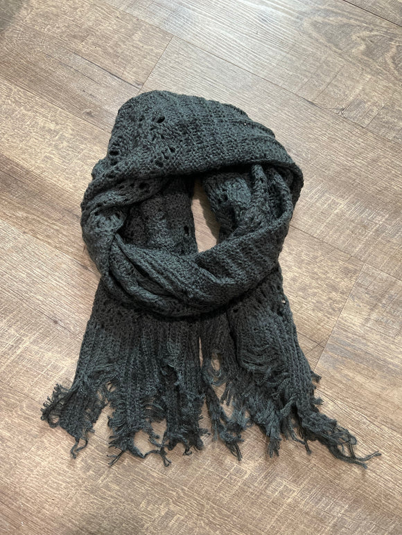 Boho Knit Scarf-Charcoal