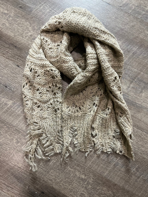 Boho Knit Scarf-Oatmeal